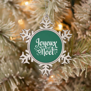 Adorno De Peltre Tipo Copo De Nieve Joyeux Noel Green