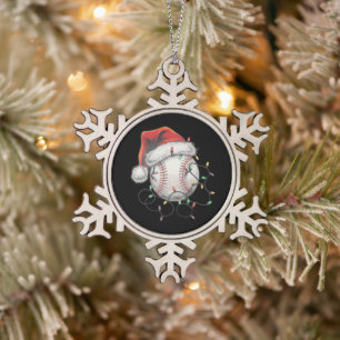 Adorno De Peltre Tipo Copo De Nieve Jugador de béisbol de Navidad Santa Deportes