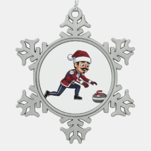 Adorno De Peltre Tipo Copo De Nieve Jugador de Curling Cascanueces Festejo Deportes de