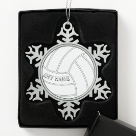 Adorno De Peltre Tipo Copo De Nieve Jugador de voleibol Personalizado Texto Ornamento 