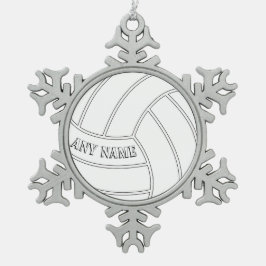 Adorno De Peltre Tipo Copo De Nieve Jugador de voleibol Personalizado Texto Ornamento 