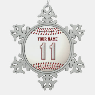 Adorno De Peltre Tipo Copo De Nieve Jugador número 11 - puntadas frescas del béisbol