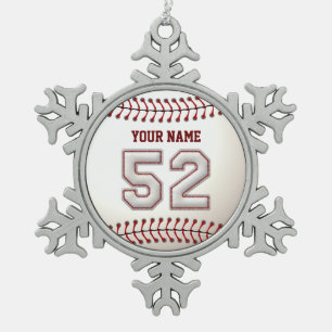 Adorno De Peltre Tipo Copo De Nieve Jugador número 52 - puntadas frescas del béisbol