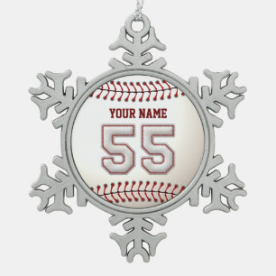 Adorno De Peltre Tipo Copo De Nieve Jugador número 55 - puntadas frescas del béisbol
