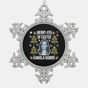 Adorno De Peltre Tipo Copo De Nieve Kamala Harris Navidades Santa Merry 4 De Pascua