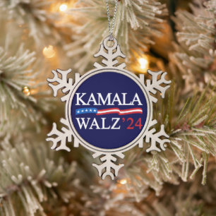 Adorno De Peltre Tipo Copo De Nieve Kamala Harris Walz 2024 Obviamente Azul
