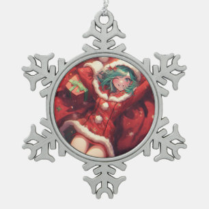 Adorno De Peltre Tipo Copo De Nieve Kawaii Christmas presenta regalos de Santa Anime C