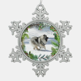 Adorno De Peltre Tipo Copo De Nieve Kees corriendo en la nieve adorno de Navidad