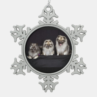 Adorno De Peltre Tipo Copo De Nieve Keeshonden para guarda el ornamento del estaño del