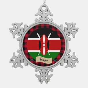 Adorno De Peltre Tipo Copo De Nieve Kenia patriótica, mancha roja de búfalo, bandera k
