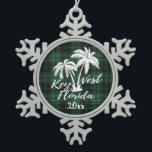 Adorno De Peltre Tipo Copo De Nieve Key West Beach Florida Palm Green Plaid<br><div class="desc">Ornamento navideño verde de palmeras de la zona oeste de la Florida</div>