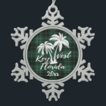 Adorno De Peltre Tipo Copo De Nieve Key West Beach Florida Palm Green Plaid<br><div class="desc">Ornamento navideño verde de palmeras de la zona oeste de la Florida</div>