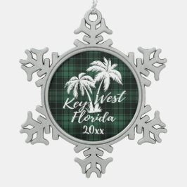Adorno De Peltre Tipo Copo De Nieve Key West Beach Florida Palm Green Plaid