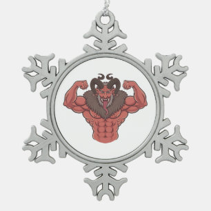 Adorno De Peltre Tipo Copo De Nieve Krampus espeluznante de Navidad Flexionando múscul
