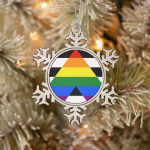 Adorno De Peltre Tipo Copo De Nieve La bandera de aliado heterosexual de SlipperyJoe c