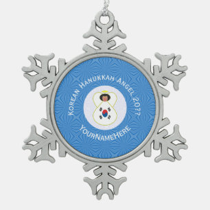 Adorno De Peltre Tipo Copo De Nieve La bandera de Angel Hanukkah coreana (sur) es pers
