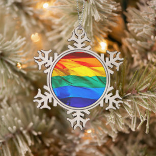 Adorno De Peltre Tipo Copo De Nieve La bandera del orgullo gay de SlipperyJoe's ondean