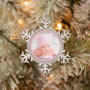 Adorno De Peltre Tipo Copo De Nieve La bebé recién nacida niña conmemorativa Keepsake
