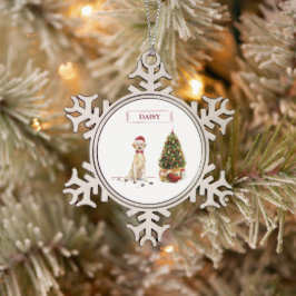 Adorno De Peltre Tipo Copo De Nieve Labrador amarillo recuperó a divertidos Navidades 