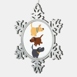 Adorno De Peltre Tipo Copo De Nieve Labradores personalizados en 3 fragmentos ornament