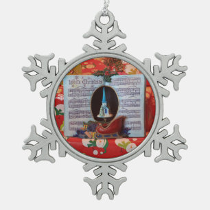 Adorno De Peltre Tipo Copo De Nieve libro de canciones de Navidades blancos