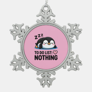 Adorno De Peltre Tipo Copo De Nieve lindo pingüino durmiendo, lista de tareas nada