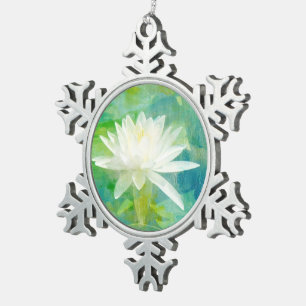 Adorno De Peltre Tipo Copo De Nieve Lirio de agua blanca