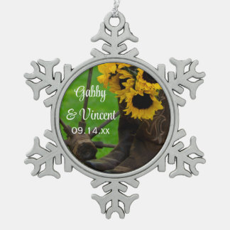 Adorno De Peltre Tipo Copo De Nieve Los girasoles rusos y el vaquero bota al Boda occi