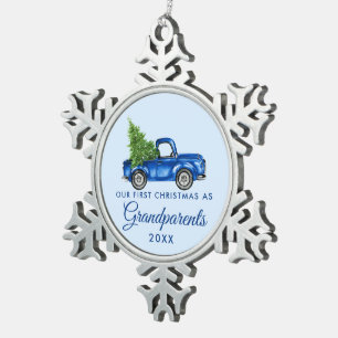 Adorno De Peltre Tipo Copo De Nieve Los primeros abuelos navideños vintage Blue Truck