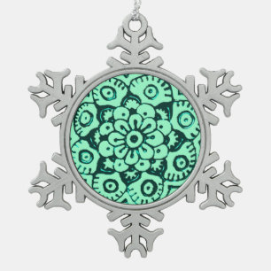 Adorno De Peltre Tipo Copo De Nieve Lotus Blossom (Henna) (Verde azulado)
