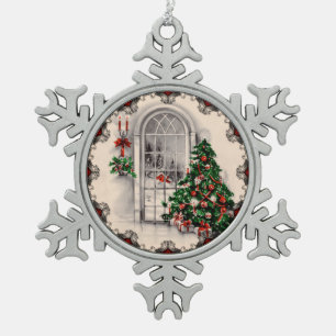 Adorno De Peltre Tipo Copo De Nieve Luces de la ventana de Navidad vintage