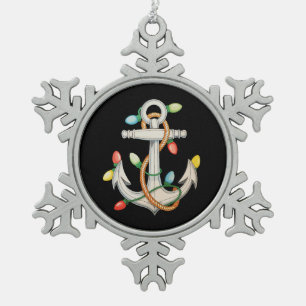 Adorno De Peltre Tipo Copo De Nieve Luces de Navidad de Ancla Barco de Crucero de Vela