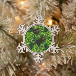 Adorno De Peltre Tipo Copo De Nieve Lucky leprechaun black cat snowflake ornament