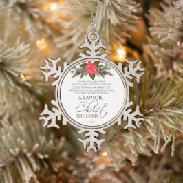 Adorno De Peltre Tipo Copo De Nieve Luke 2:10-11 Navidades de Poinsettia patrón sin pr