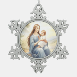 Adorno De Peltre Tipo Copo De Nieve Madonna con el niño Jesús