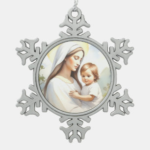 Adorno De Peltre Tipo Copo De Nieve Madonna con el niño Jesús