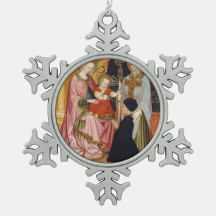 Adorno De Peltre Tipo Copo De Nieve Madonna y niño con el donante