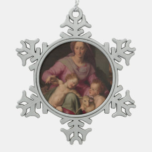 Adorno De Peltre Tipo Copo De Nieve Madonna y niño con San Juan Bautista