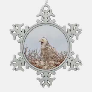 Adorno De Peltre Tipo Copo De Nieve Majestuoso Búho Nival de la Costa de Connecticut