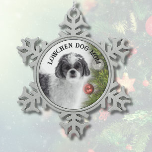 Adorno De Peltre Tipo Copo De Nieve Mamá de perro Lowchen 