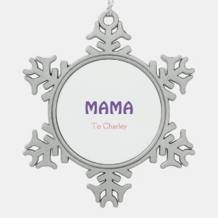 Adorno De Peltre Tipo Copo De Nieve Mama feliz madres retro púrpura agregar texto nomb