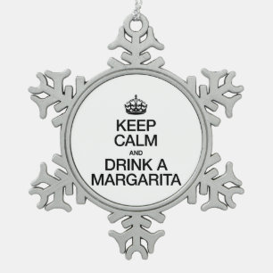 ADORNO DE PELTRE TIPO COPO DE NIEVE MANTENER LA CALMA Y BEBER UN MARGARITA