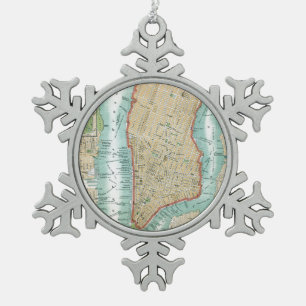 Adorno De Peltre Tipo Copo De Nieve Mapa antiguo del Lower Manhattan y del Central