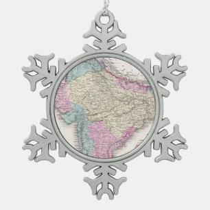 Adorno De Peltre Tipo Copo De Nieve Mapa de época de la India (1855)