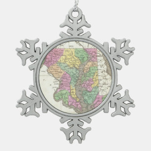 Adorno De Peltre Tipo Copo De Nieve Mapa de época de Maryland (1827)