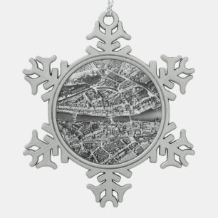 Adorno De Peltre Tipo Copo De Nieve Mapa de época de Zúrich Suiza (1850)