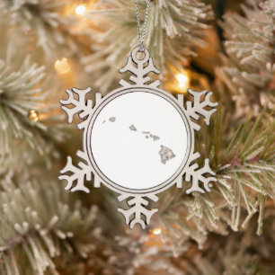 Adorno De Peltre Tipo Copo De Nieve Mapa de imágenes retro en forma de Hawaii Ornamen