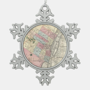 Adorno De Peltre Tipo Copo De Nieve Mapa del vintage de Albany NY (1874)
