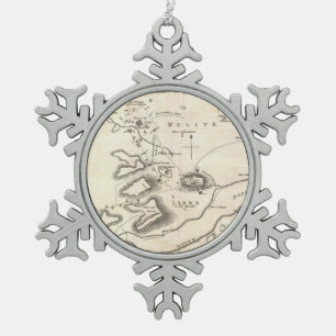 Adorno De Peltre Tipo Copo De Nieve Mapa del vintage de Atenas Grecia (1784)