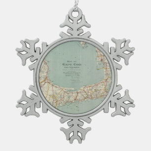 Adorno De Peltre Tipo Copo De Nieve Mapa del vintage de Cape Cod (1917)